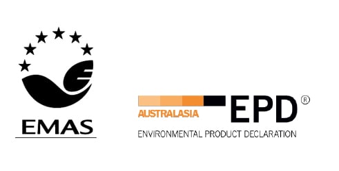 EMAS and EPD Australasia (Environmental Product Declaration) environmental certification logos