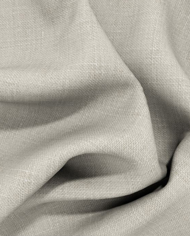 Close-up of soft, draped light grey woven fabric with a visible textured weave